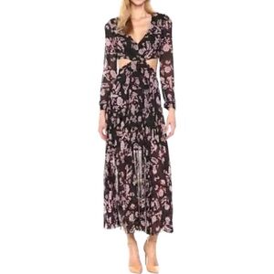 Bardot Women’s Long Sleeve Floral Cut Out‎ Maxi Dress  Sz 8